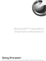 Sony Ericsson BLUETOOTH HANDSFREE 取扱説明書