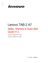 Lenovo TAB 2 A7 Safety, Warranty & Quick Start Manual