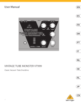 Behringer VINTAGE TUBE MONSTER VT999 Classic Vacuum Tube Overdrive 取扱説明書